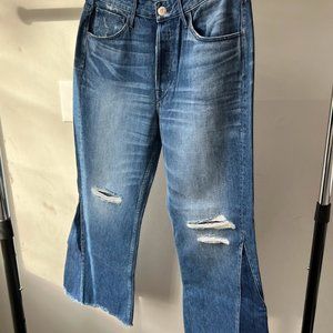 3X1 NYC Cropped Raw Hem Flare High Rise Jeans Size 29